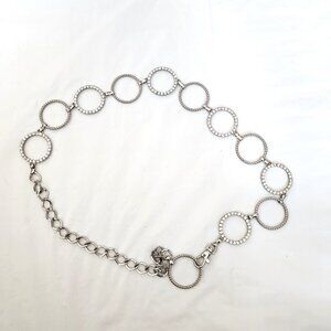 Women's Silver Rhinestone Circle Linked Belt Chain
